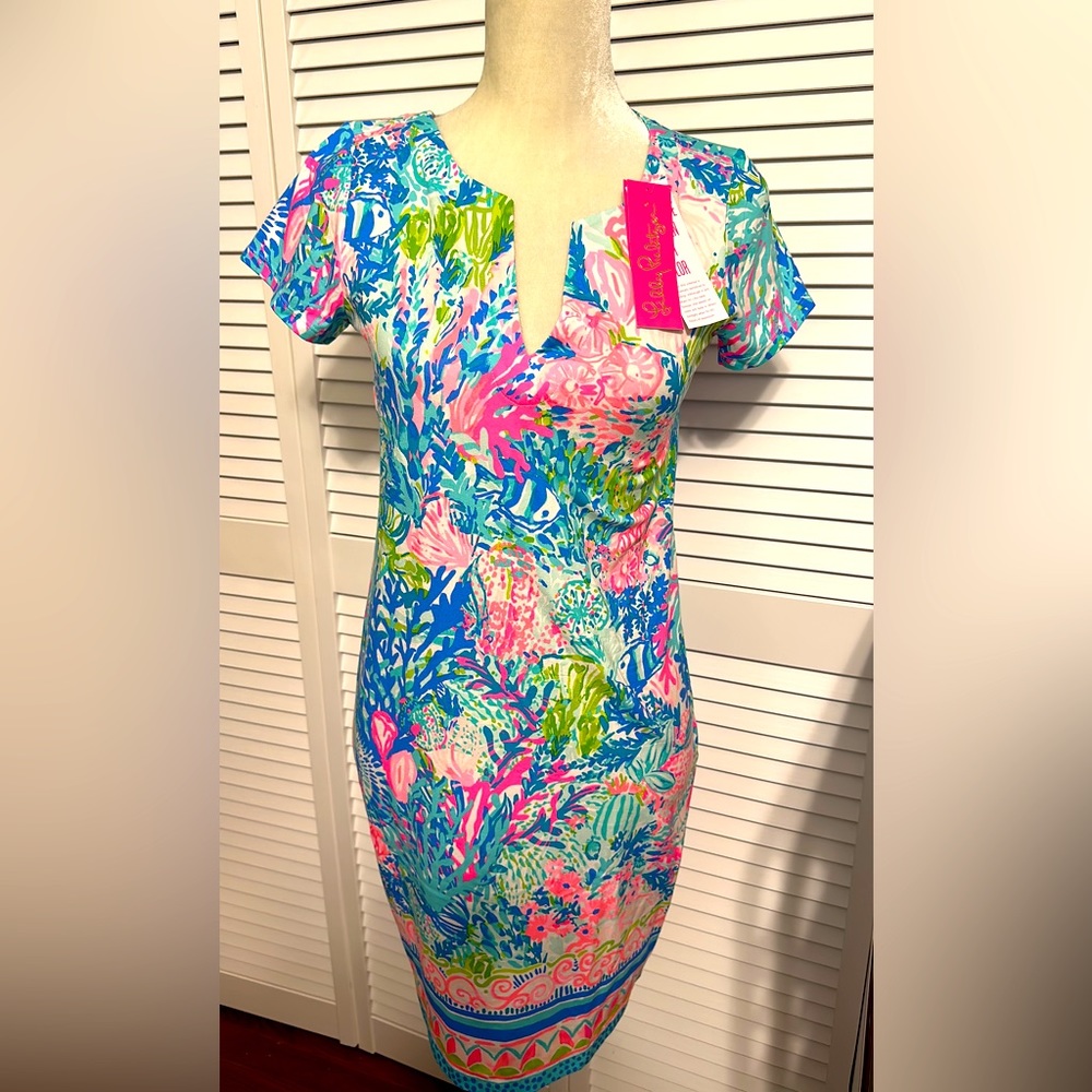 Lilly Pulitzer Multicolor Tropical Print Shift Dress - Blue, Pink, Green